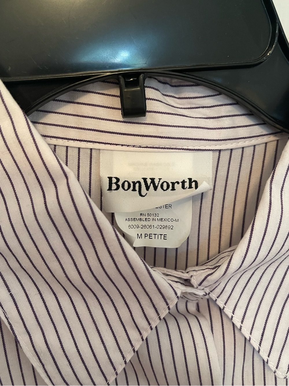 Bon Worth Red Hat Society Embroidered Pinstripe Blouse - Petite Medium - Picture 4 of 5